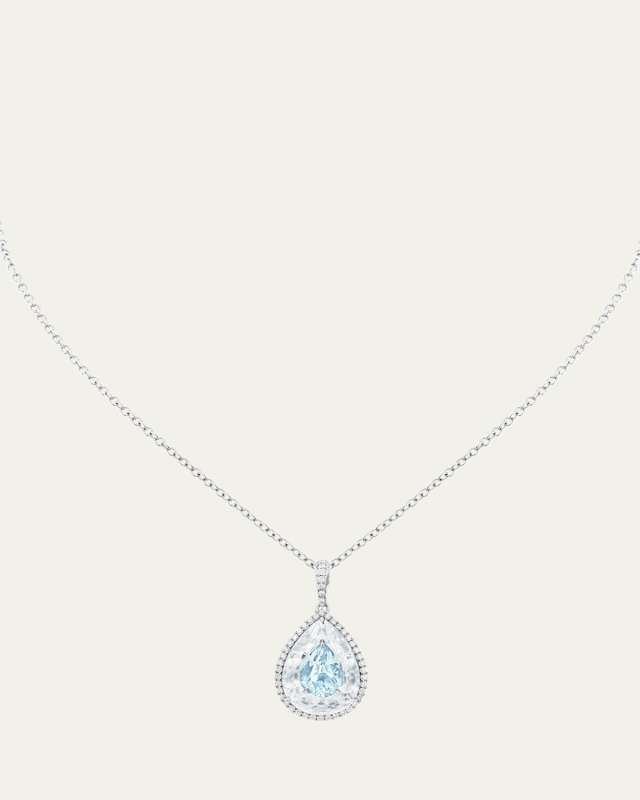 White Gold Inlay Shine Pendant with Aquamarine and Crystal